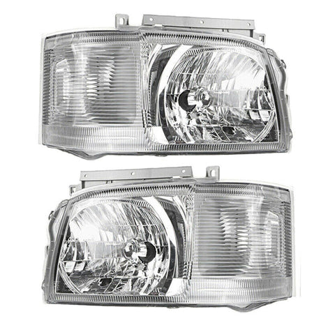 Pair Head Light Lamp Chrome Fit For Toyota Hiace TRH KDH Van Bus 2005~2010 - Machter