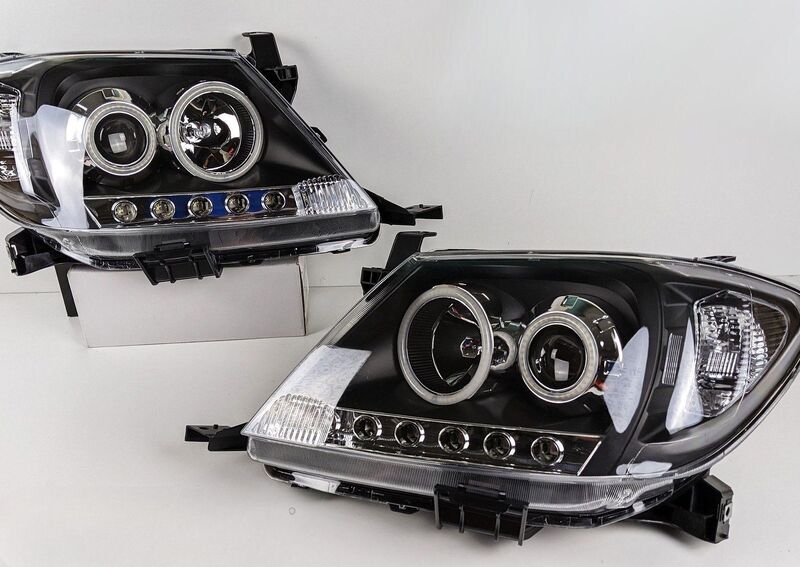 Black Ultra LED DRL Halo Projector Headlights Fit For Toyota Hilux VIGO SR5 2005-2010 HL-TA063LS - Machter
