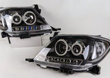 Black Ultra LED DRL Halo Projector Headlights Fit For Toyota Hilux VIGO SR5 2005-2010 HL-TA063LS - Machter