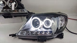 Black Ultra LED DRL Halo Projector Headlights Fit For Toyota Hilux VIGO SR5 2005-2010 HL-TA063LS - Machter