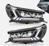 Black LED Projector Headlights Dynamic Indicators Fit For Toyota Hilux Revo 2015-2020 HL-TA073LS - Machter