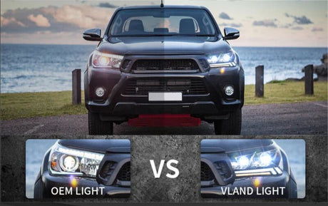 Black LED Projector Headlights Dynamic Indicators Fit For Toyota Hilux Revo 2015-2020 HL-TA073LS - Machter