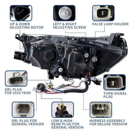 Black LED Projector Headlights Dynamic Indicators Fit For Toyota Hilux Revo 2015-2020 HL-TA073LS - Machter