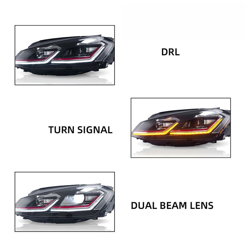 R Style DRL LED Projector Headlights LED Indicator Fit For VW Golf 7 MK7 TDI GTI 2013-2018 HL-VW003LS - Machter