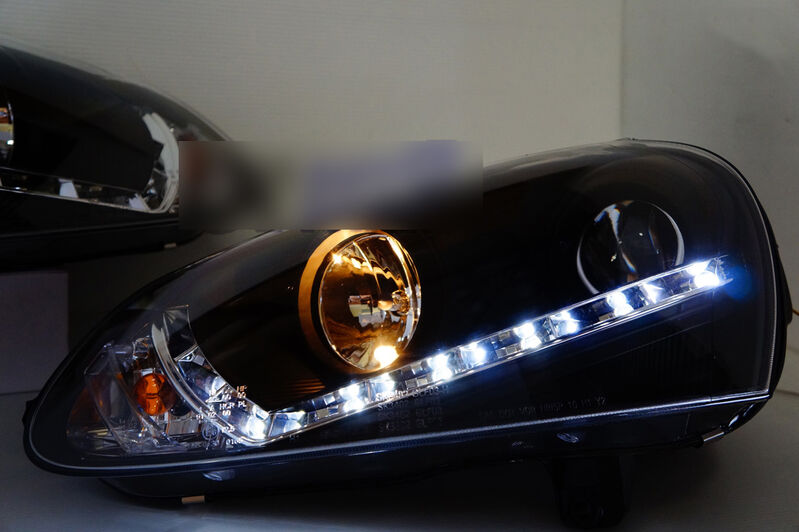 Black LED DRL Projector Headlights Fit For VW Golf V TDI GTI 2003-2008 HL-VW022LS - Machter