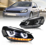 DRL Sequential LED Headlights Fit For Volkswagen VW Golf 6 MK6 GTI TDI 2008-2014 HL-VW025LS - Machter