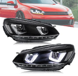 DRL Sequential LED Headlights Fit For Volkswagen VW Golf 6 MK6 GTI TDI 2008-2014 HL-VW025LS - Machter