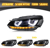 DRL Sequential LED Headlights Fit For Volkswagen VW Golf 6 MK6 GTI TDI 2008-2014 HL-VW025LS - Machter