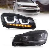 DRL Sequential LED Headlights Fit For Volkswagen VW Golf 6 MK6 GTI TDI 2008-2014 HL-VW025LS - Machter