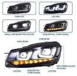 DRL Sequential LED Headlights Fit For Volkswagen VW Golf 6 MK6 GTI TDI 2008-2014 HL-VW025LS - Machter
