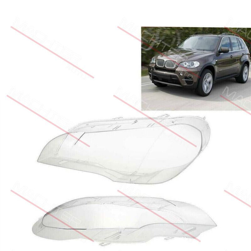 Pair Of Headlight Lens Lamp Cover Lampshade Fit For BMW X5 E70 2008-2013 HLC-BMW001 - Machter