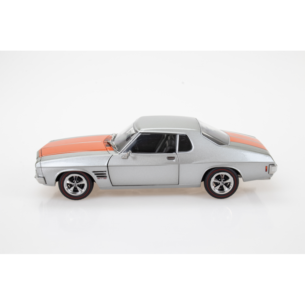 Holden HQ 2 Door Silver with Orange Stripe Diecast Model Car 1:24 Scale (Approx. 18–20cm) Collectible | Universal Auto Spares