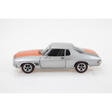 Holden HQ 2 Door Silver with Orange Stripe Diecast Model Car 1:24 Scale (Approx. 18–20cm) Collectible | Universal Auto Spares