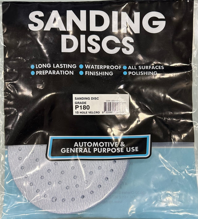 Sanding Discs P180 15 Hole Velcro Primers & Sealers 150mm 5 Pieces - Concept Paint | Universal Auto Spares