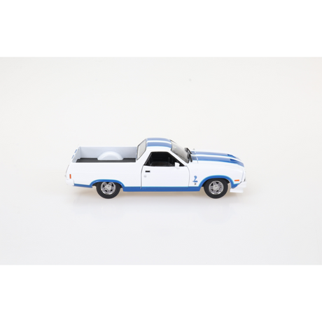Ford Falcon XC Cobra Ute White with Blue Stripes Diecast Model Car 1:32 Scale (Approx. 14–15cm) Collectible | Universal Auto Spares