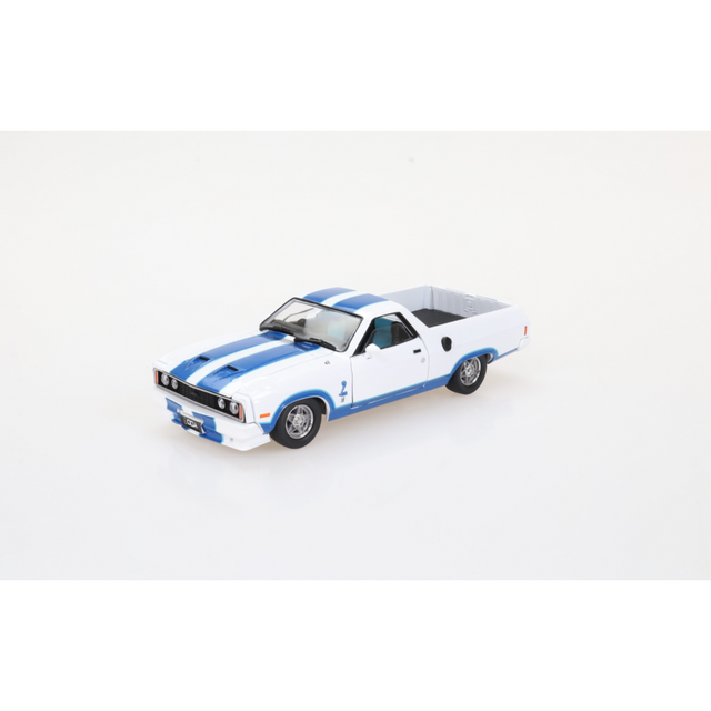 Ford Falcon XC Cobra Ute White with Blue Stripes Diecast Model Car 1:32 Scale (Approx. 14–15cm) Collectible | Universal Auto Spares