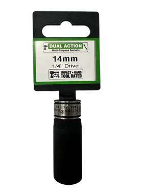 14mm 1/4" Drive Socket 6-Point Deep - Dual Action