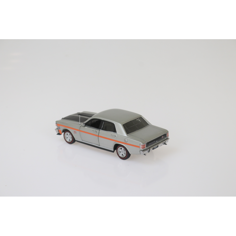 Ford Falcon XW GTHO Silver Fox with Orange Stripes Diecast Model Car 1:32 Scale (Approx. 14–15cm) Collectible