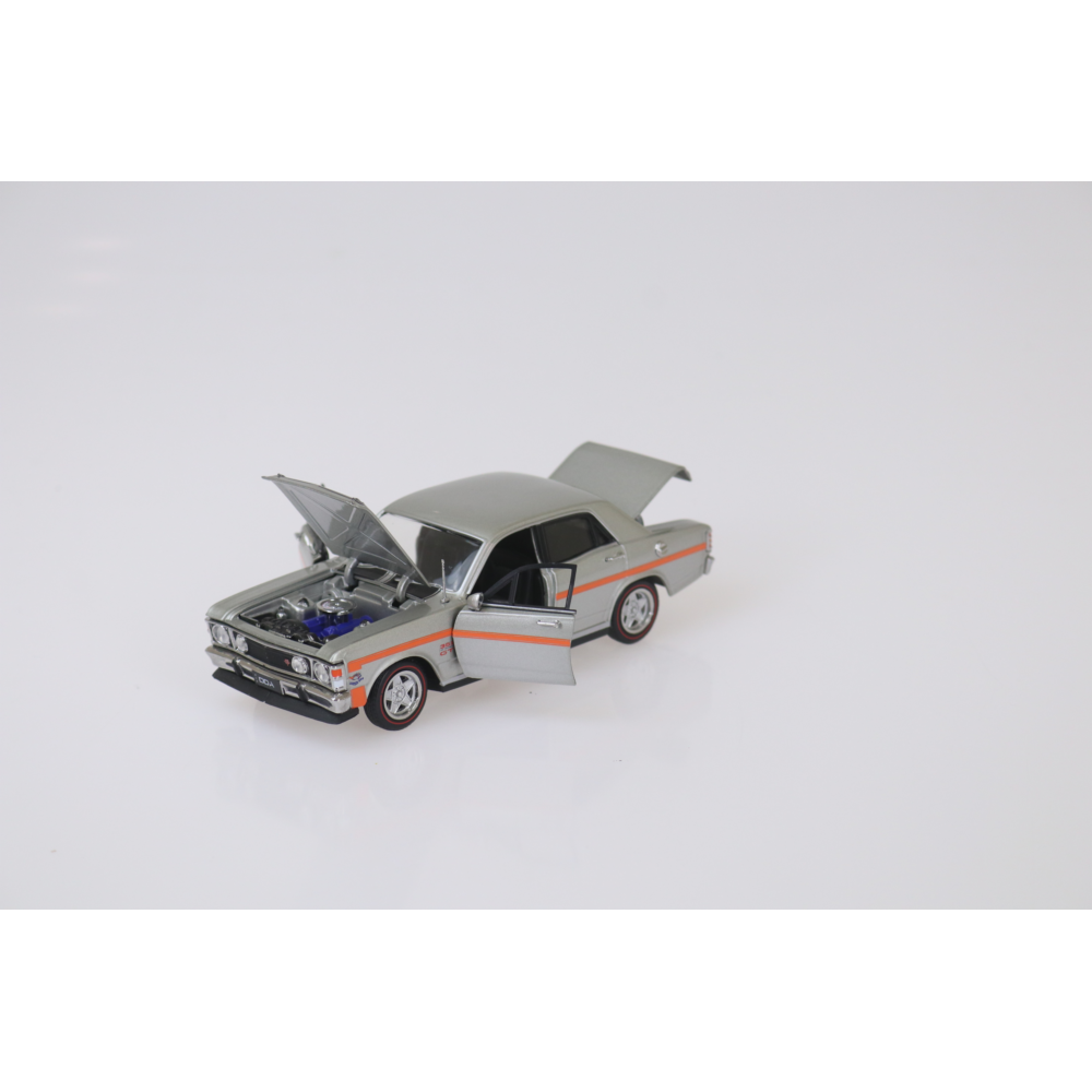 Ford Falcon XW GTHO Silver Fox with Orange Stripes Diecast Model Car 1:32 Scale (Approx. 14–15cm) Collectible