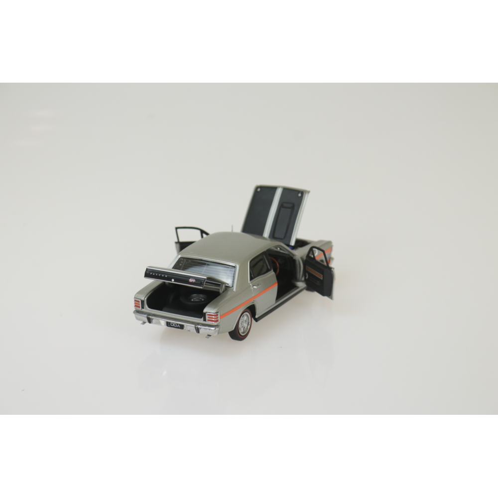 Ford Falcon XW GTHO Silver Fox with Orange Stripes Diecast Model Car 1:32 Scale (Approx. 14–15cm) Collectible