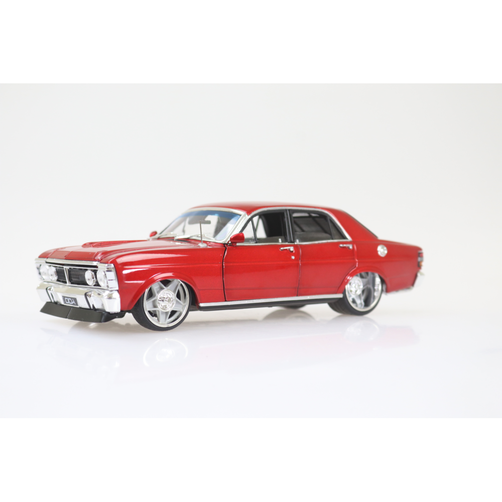 Ford XY Falcon Custom Supercharged Barra Engine Candy Red Diecast Model Car 1:24 Scale (Approx. 18–20cm) Collectible | Universal Auto Spares