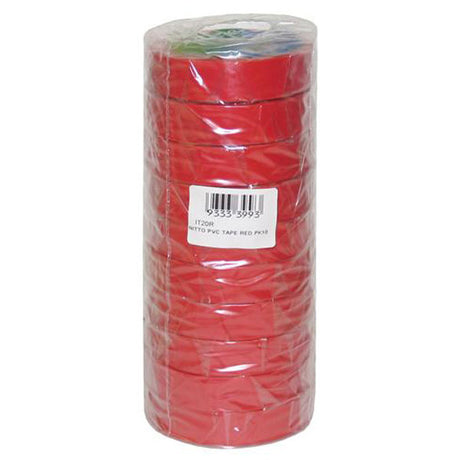 PVC Electrical Tape 18mm x 20m Red 10 Pack - NITTO | Universal Auto Spares