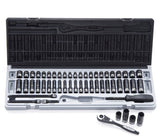 53 Pieces 1/4" DR 6-Point Metric & A/F Dual Action Socket Set - Dual Action