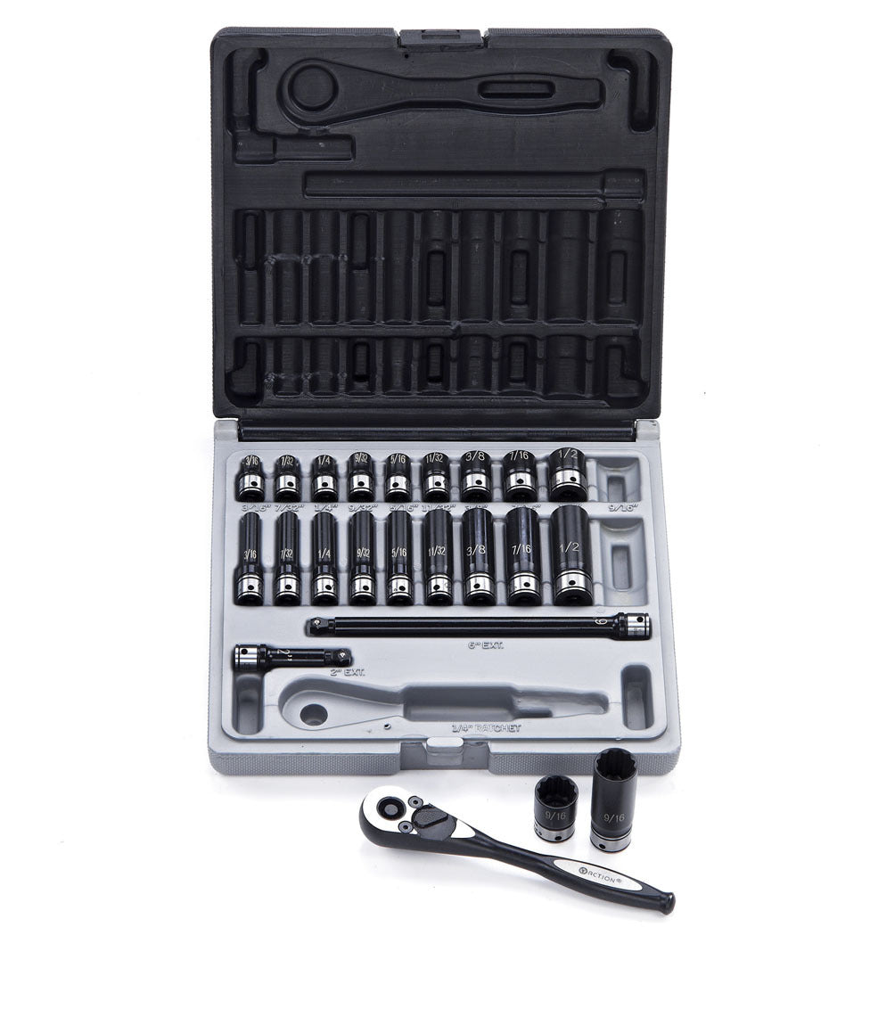 Dual Action 23 Piece 12PT 1/4" DR Fractional Impact Socket Set - Action Industrial | Universal Auto Spares