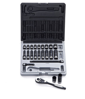 Dual Action 23 Piece 12PT 1/4" DR Fractional Impact Socket Set - Action Industrial