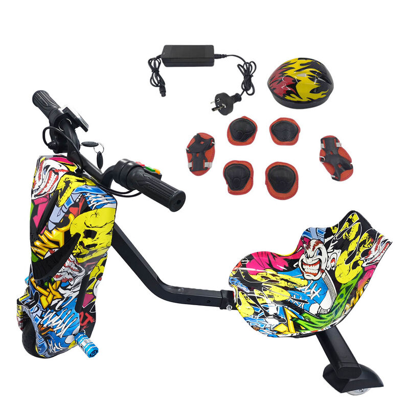 Electric Drift Go Kart for Kids 3 Wheel Ride On Trike with Bluetooth & 350W Hip-Hop KART-01TN - Machter