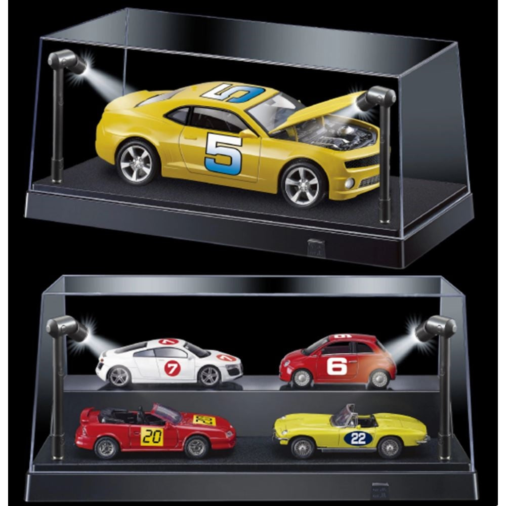 Black Base LED Model Car Display Case for 1:24 and 1:43 Scale Collectible - Diecast Models