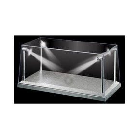 Silver LED Model Car Display Case for 1:18 Scale (35.5cm) Collectible - Diecast Models