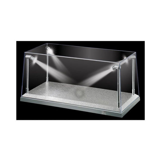 Silver LED Model Car Display Case for 1:18 Scale (35.5cm) Collectible - Diecast Models