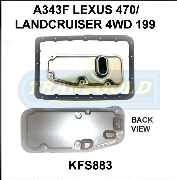 Transmission Filter Kit Fits Lexus/Landcruiser/Rodeo 4WD 1998 On A343F KFS883 - Transgold | Universal Auto Spares