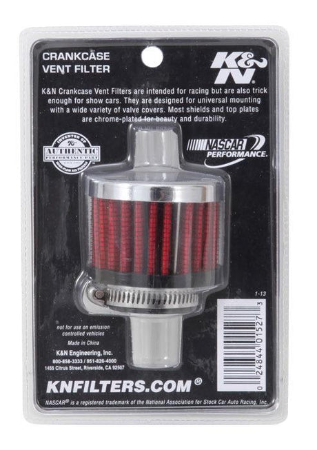 Vent Air Filter / Breather Chrome Top 1¨ ID Flange 2¨ OD 1.5¨ Height KN621370 - K&N Filters