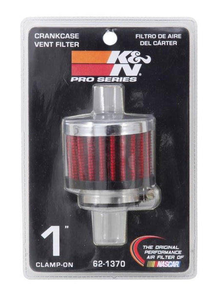 Vent Air Filter / Breather Chrome Top 1¨ ID Flange 2¨ OD 1.5¨ Height KN621370 - K&N Filters