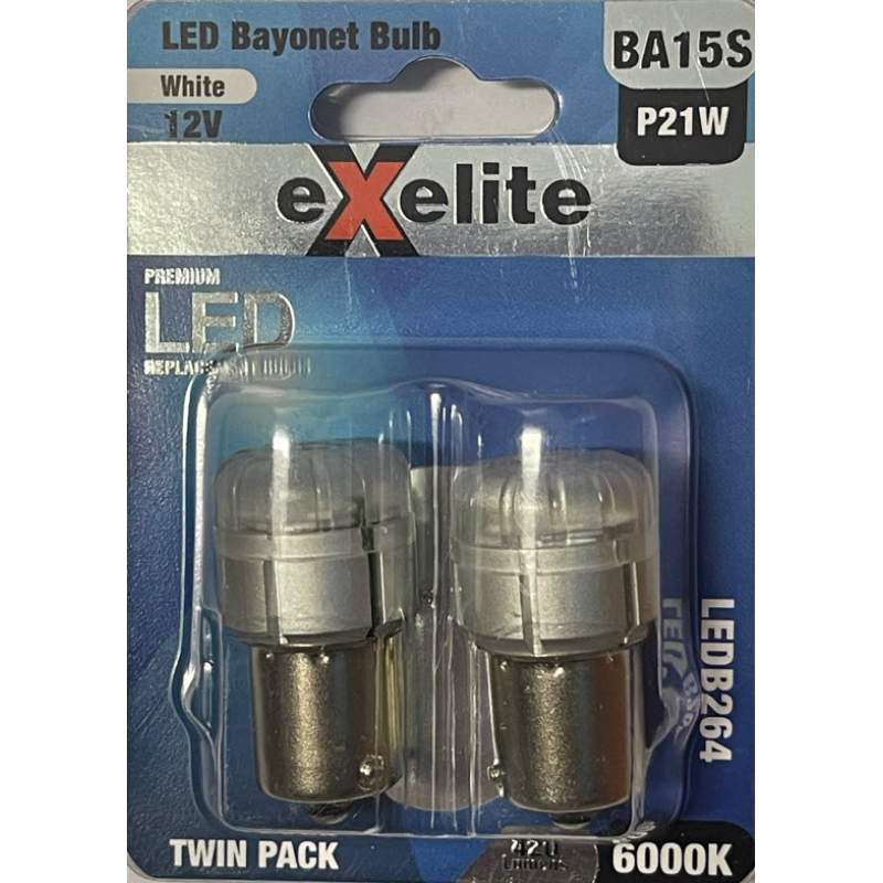 LED Globe 6000K (2PC) Bayonet BA15S 9-16V 21W LEDB264 - Exelite