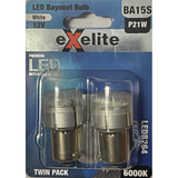 LED Globe 6000K (2PC) Bayonet BA15S 9-16V 21W LEDB264 - Exelite
