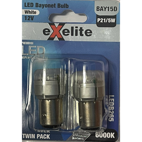 LED Bayonet Bulbs 9-16V 21/4W BAY15D 6000K (2PK) LEDB265 - Exelite