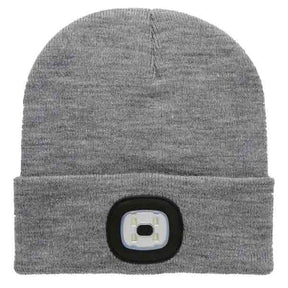 Led USB Beanie Black Knit - HARD UNIT Grey