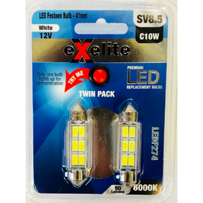 LED Festoon Bulbs 12V 10W SV8.5 T11 6000K (2PK) LEDF274 - Exelite