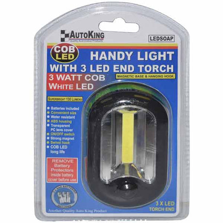 3W COB Light + 3 LED Torch with Magnetic Base & Hang Hook - AUTOKING | Universal Auto Spares