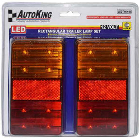 8 LED 12V Rectangular Trailer Lamp Set UV Stabilized, Waterproof - AUTOKING
