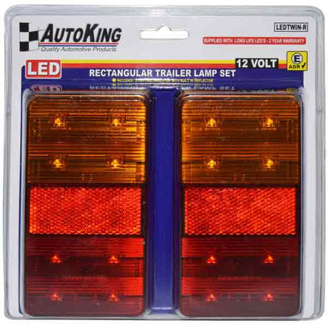 8 LED 12V Rectangular Trailer Lamp Set UV Stabilized, Waterproof - AUTOKING | Universal Auto Spares