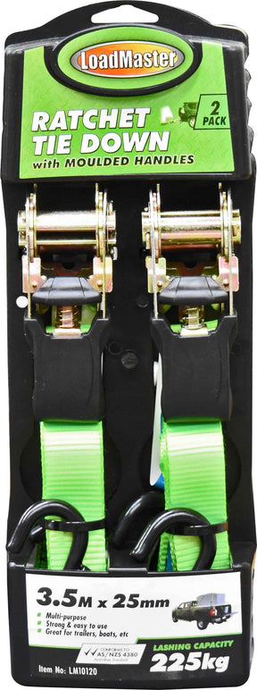 2 Pieces 3.5 Meter Ratchet Tie Down Set - LoadMaster