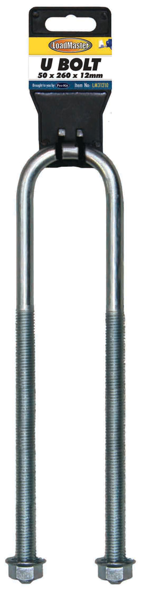 U-Bolts Round 50 x 12 x 260mm - LoadMaster | Universal Auto Spares