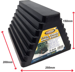 Heavy Duty Solid Rubber Pyramid Wheel Chock With Chain Eye - LoadMaster