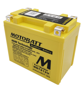 Motorcycle Battery AGM Drycell 12V 210CCA Quadflex Technology MBTX12U - Motobatt