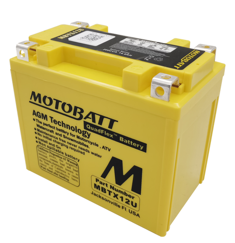 Motorcycle Battery AGM Drycell 12V 200CCA Quadflex Technology MBTX12U - Motobatt | Universal Auto Spares