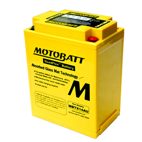 Motorcycle Battery AGM Drycell 12V 250CCA Quadflex Technology MBTX14AU - Motobatt | Universal Auto Spares